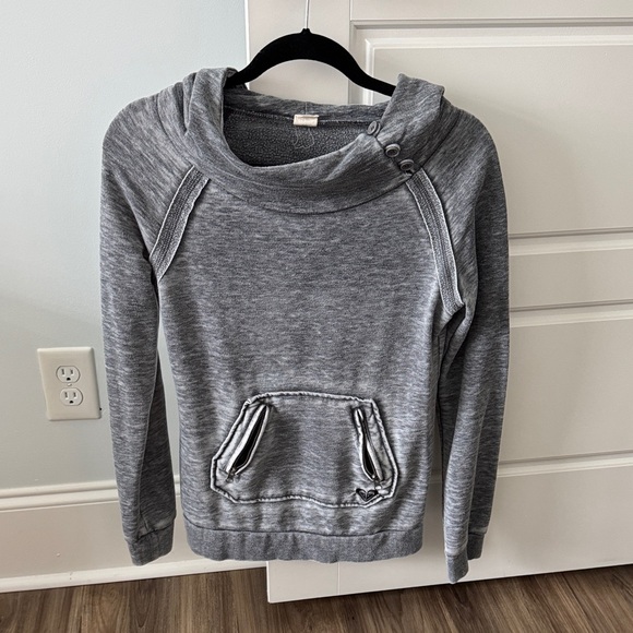 Roxy Gray Cowl Neck Sweatshirt - Picture 1 of 4